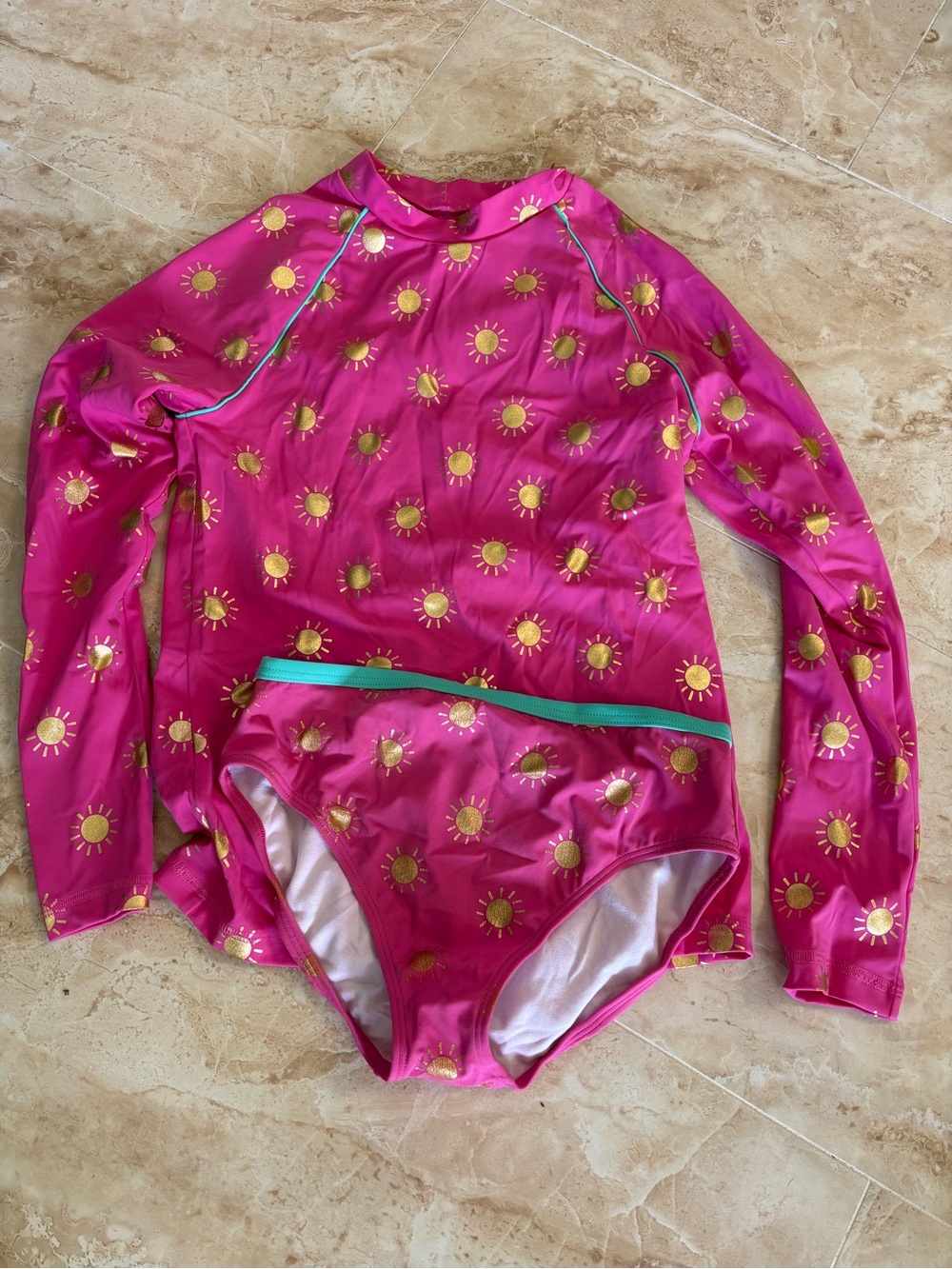 Boden girls two piece bathing suit long sleeve sun protection UPF beach vacation